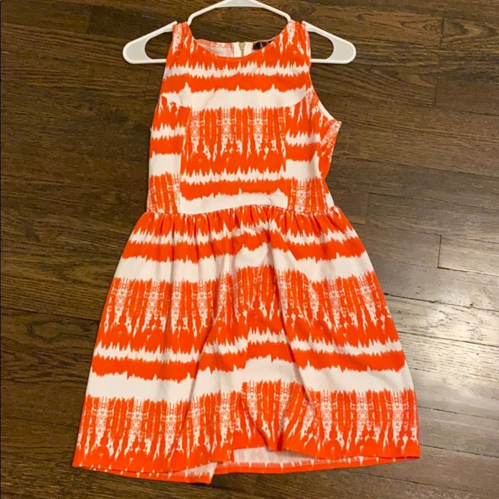 Aqua Brand Orange and White Skater Dress